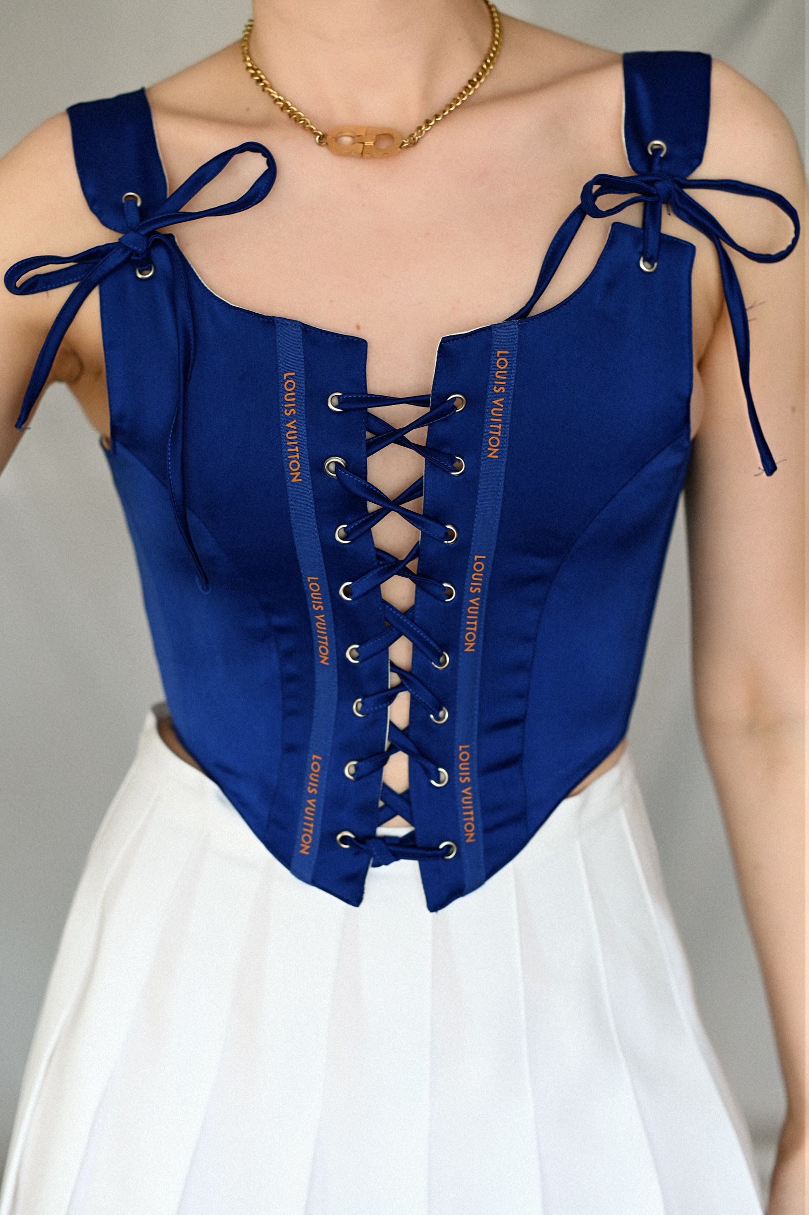 Reworked Louis Vuitton front laced corset