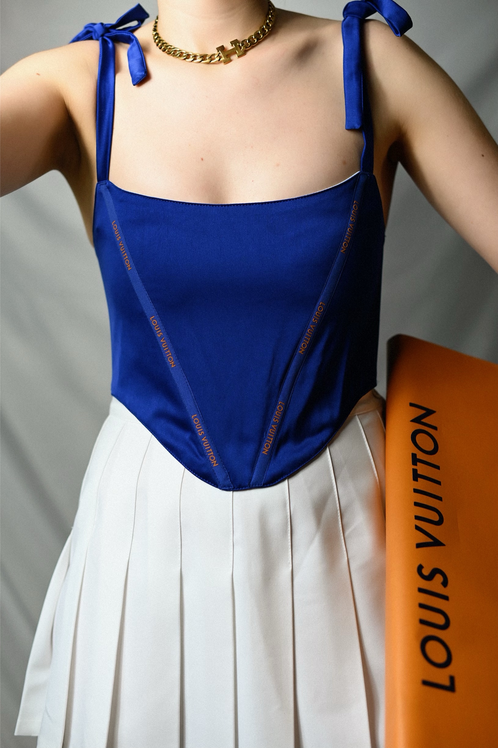 Reworked royal blue corset